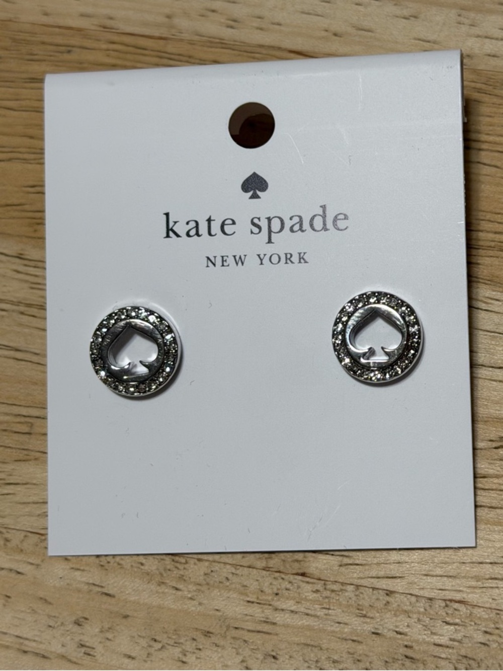 kate spade Silver Crystal Spade Circle Stud Earrings